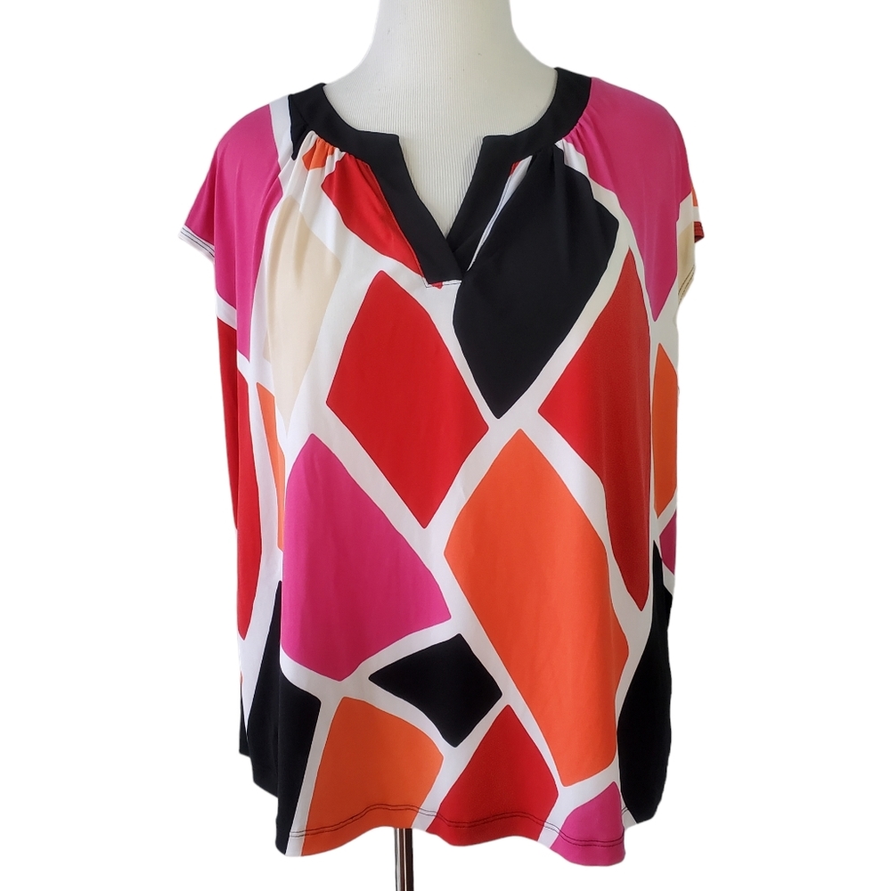 Worthington Sleeveless Blouse Shirt Top Size 3X Plus Multi Color NWT